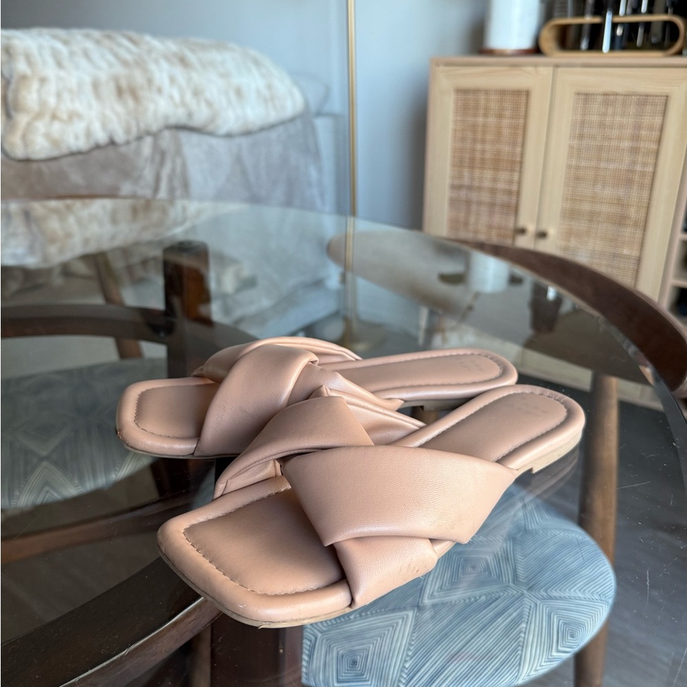A New Day Tan Sandals Minimalist Crisscross Design